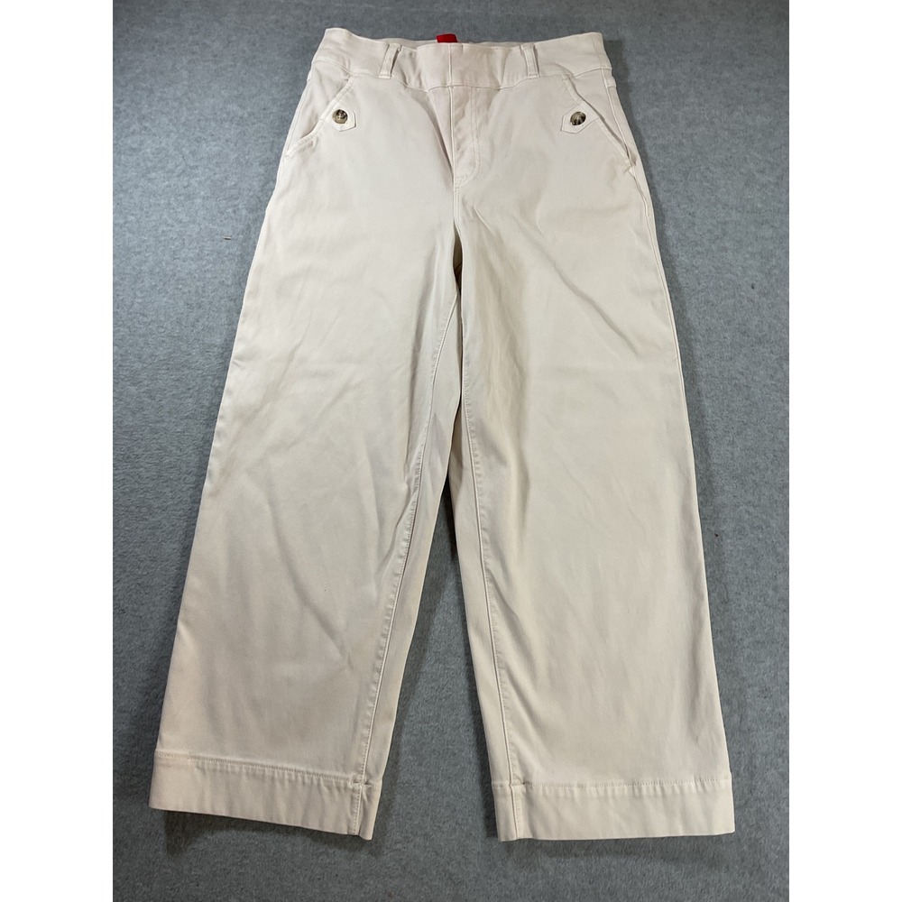 Spanx On-the-Go Wide Leg Crop Pants Cream Parchment Medium Petite Stretch 2436